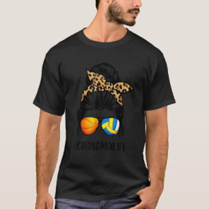 Grandma Life Messy Bun Hair Volleyball Basketbal T-Shirt