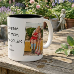 Grandma Like Mum But Cooler Photo Name Two-Tone Coffee Mug