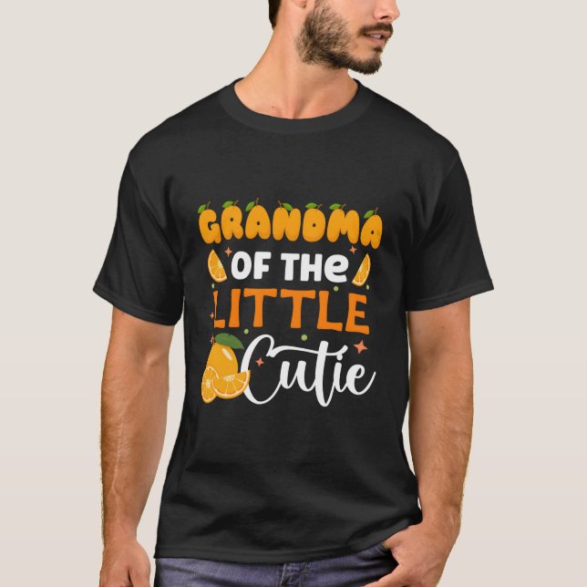 Grandma Little Cutie Baby Shower Orange Py T-Shirt (Front)