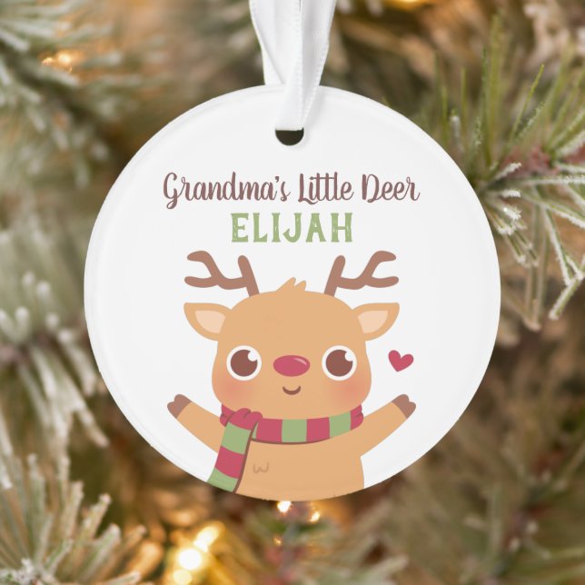 Grandma Little Deer, Personalised Christmas Ornament (Tree)