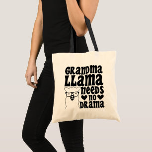 Grandma Llama Needs No Drama Cute Granny Humourous Tote Bag