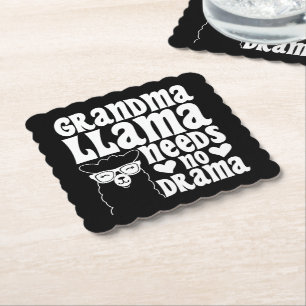 Grandma Llama Needs No Drama Mother's Day Paper Coaster