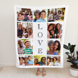 Grandma Love 10 Photo Collage Personalised Sherpa Blanket