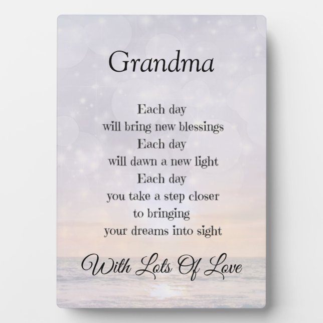 Grandma Love and Encouragement Poem design gift Plaque (Front)