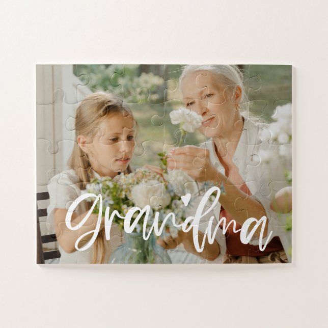 Grandma Love Script Personalised Gift Jigsaw Puzzle (Horizontal)