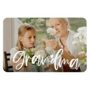 Grandma Love Script Personalised Photo Gift Magnet