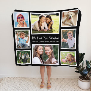 Grandma Love You 8 Photo Collage Sherpa Blanket
