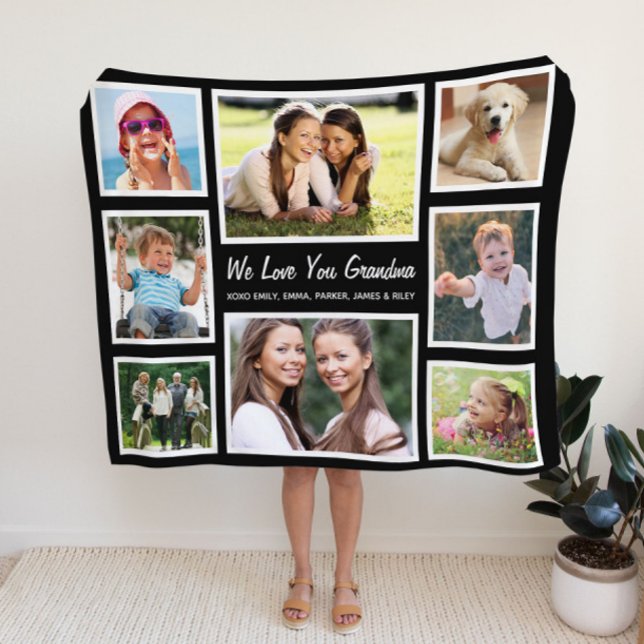 Grandma Love You 8 Photo Collage Sherpa Blanket (Creator Uploaded)