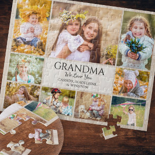 Grandma Love You Grandkids Photo Collage Jigsaw Puzzle