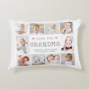 Grandma Love You Hearts 10 Photo Personalised Decorative Cushion