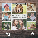 Grandma Love You Personalised Photo Collage Jigsaw Puzzle<br><div class="desc">A fun photo collage jigsaw puzzle for the world's greatest Grandma. You can personalise with eight family photos of grandchildren, children, pets, etc., customise the expression to "I Love You" or "We Love You, " and whether she is called "Grandma, " "Nana, " "Mommom, " etc., and add the grandchildren's...</div>