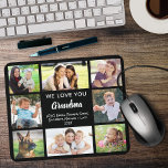 Grandma Love You Photo Collage Black Mouse Mat<br><div class="desc">Give the best grandma a custom multi-photo mouse pad that she will enjoy all year. You can personalize with eight photos of grandchildren, children, other family members, pets, etc., customize the expression "We Love You Grandma" to "I Love You" and whether she is called "Granny, " "Nana, " "Mommom, "...</div>