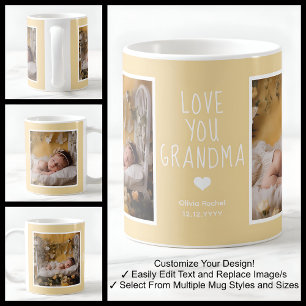 Grandma Love You Photos Modern Yellow C62 White Coffee Mug