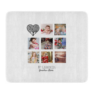 Grandma Loves Her Family Tree Photo Collage Gift Cutting Board