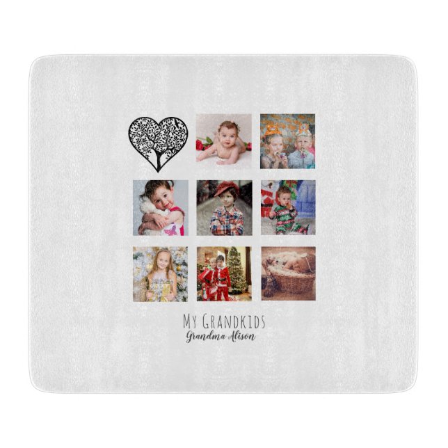 Grandma Loves Her Family Tree Photo Collage Gift Cutting Board (Front)