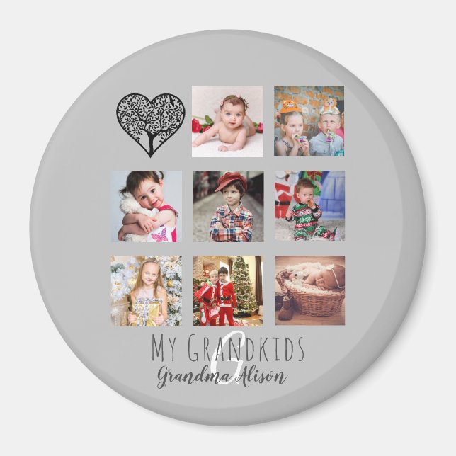 Grandma Loves Her Family Tree Photo Collage Gift Magnet (Front)