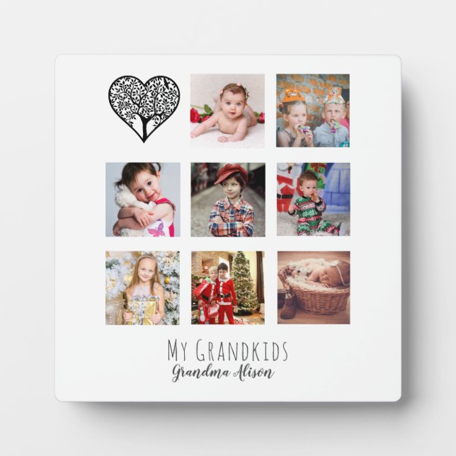 Grandma Loves Her Family Tree Photo Collage Gift Plaque (Front)