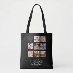 Grandma Loves Her Family Tree Photo Collage Gift Tote Bag