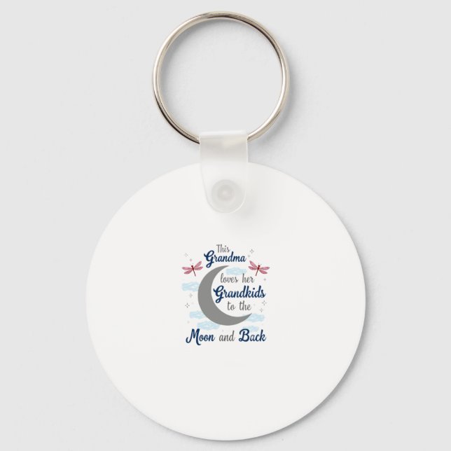 Grandma Loves Her Grandkids Dragonfly Moon Women G Key Ring (Front)