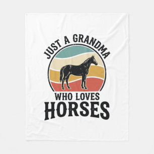 Grandma Loves Horses Vintage Engraving Shirt Desig Fleece Blanket