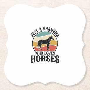 Grandma Loves Horses Vintage Engraving Shirt Desig Paper Coaster