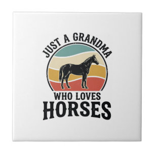 Grandma Loves Horses Vintage Engraving Shirt Desig Tile