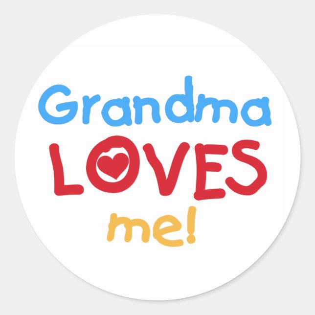 Grandma Loves Me T-shirts and Gifts Classic Round Sticker (Front)