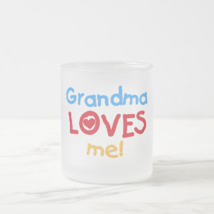 Grandma Loves Me T-shirts and Gifts Frosted Glass Coffee Mug