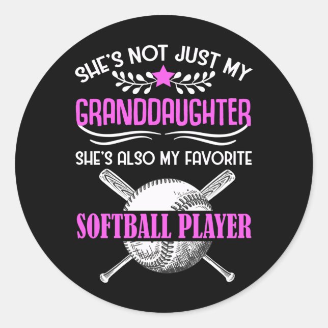 Grandma Loves Softball playing Granddaughter Classic Round Sticker (Front)
