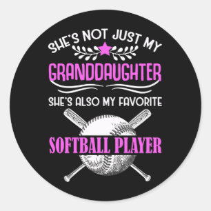 Grandma Loves Softball playing Granddaughter Classic Round Sticker