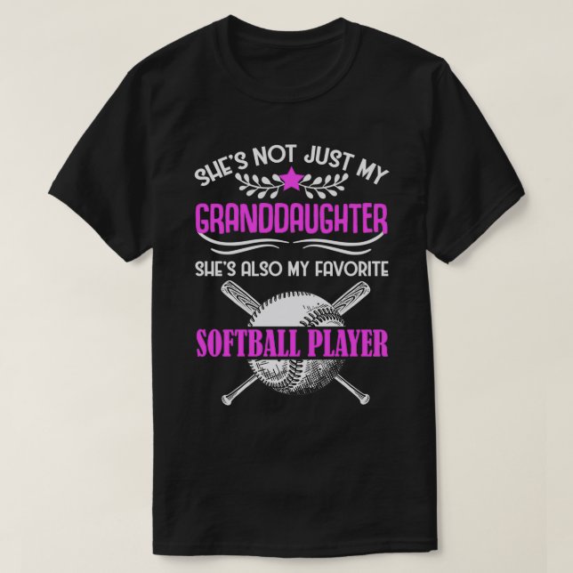 Grandma Loves Softball playing Granddaughter T-Shirt (Design Front)