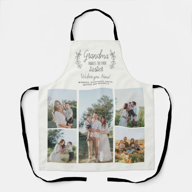 Grandma makes the food tastier photo collage cute apron (Front)