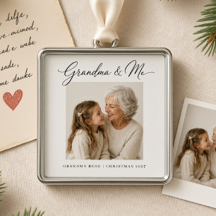 Grandma & Me Personalised Photo Christmas Metal Tree Decoration