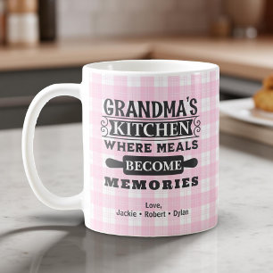 Grandma Meals Become Memories Pink Coffee Mug