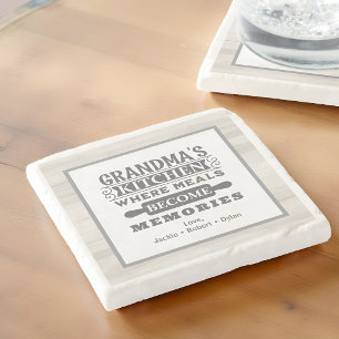 Grandma Meals Become Memories Stone Coaster