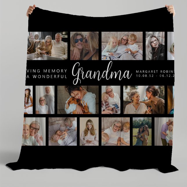 Grandma Memorial 18 Photo Collage Fleece Blanket (Creator Uploaded)