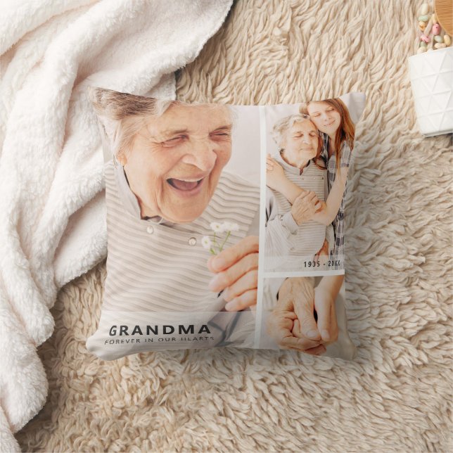 Grandma Memorial Modern Geometric Photo Collage Cushion (Blanket)