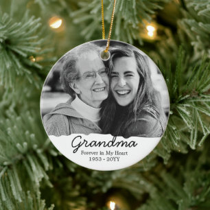 Grandma Memorial Passing Away Remembrance Photo Ceramic Tree Decoration