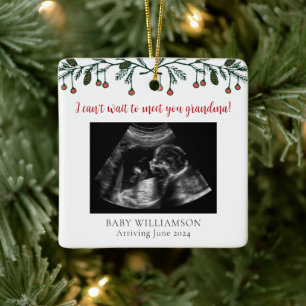 Grandma Merry Christmas Ultrasound Photo Ceramic Ornament
