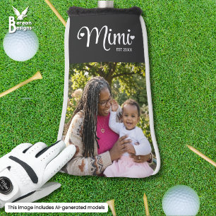 Grandma Mimi Established Script Heart Photo Golf Head Cover
