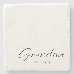 Grandma Minimalist Simple Script Personalised Stone Coaster