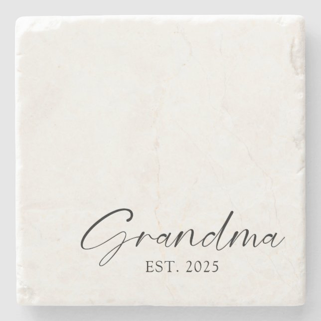 Grandma Minimalist Simple Script Personalised   Stone Coaster (Front)