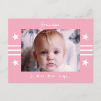Grandma miss you pink white with stars photo