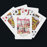 Grandma modern 4 photo quote  playing cards<br><div class="desc">Looking for a unique gift for a special grandma then this personalised gramdma playing cards , Featuring the word "grandma" in a stylish red script font, a funny grandmother quote, a cute love hearts, 4 photos of the granchildren. Photo tip: Crop your photos into squares before uploading ensuring subject is...</div>
