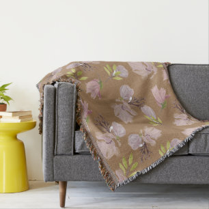 Grandma modern floral pattern cosy brown throw blanket