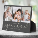 Grandma Modern Heart Script Photo Collage Love  Plaque<br><div class="desc">Love you GRANDMA: Great custom photo gift for grandparents, Valentine's Day, Mother's Day, or the Holidays: This modern photo plaque is easy to customise with your 3 favourite photos. The text below can be personalised to read the name of the child or family member as well as the text above...</div>