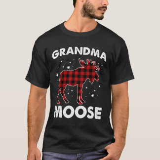 Grandma Moose Red Plaid Buffalo Matching Family Pa T-Shirt