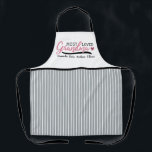 Grandma Most Loved Kids Custom Names Stripe  Apron<br><div class="desc">A lovely pretty apron grandmas will love. It can be personalised with the names of grandchildren. The design is a grey and white pinstrip with the saying: Most loved grandma. Underneath this quote is where you customise it with the names of your grandchildren. The apron makes a great gift for...</div>