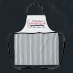 Grandma Most Loved Kids Custom Names Stripe  Apron<br><div class="desc">A lovely pretty apron grandmas will love. It can be personalised with the names of grandchildren. The design is a grey and white pinstrip with the saying: Most loved grandma. Underneath this quote is where you customise it with the names of your grandchildren. The apron makes a great gift for...</div>