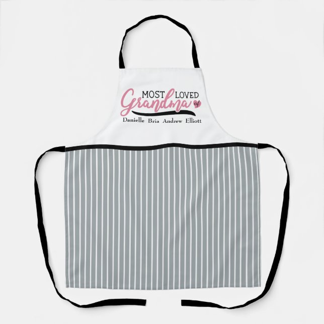 Grandma Most Loved Kids Custom Names Stripe  Apron (Front)